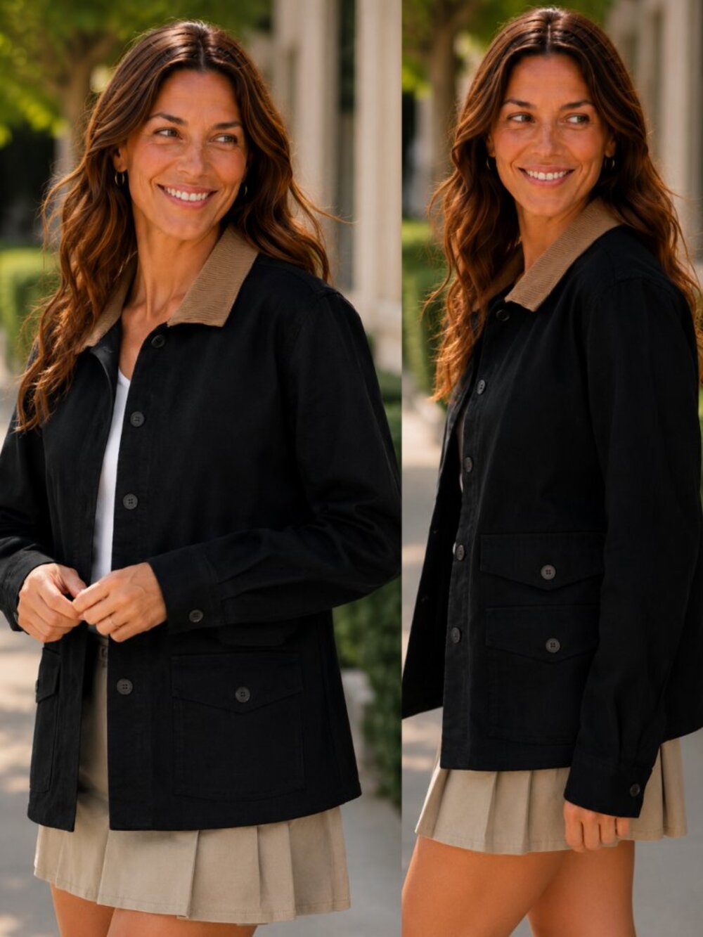 Liana Corduroy Barn Jacket - BLACK | Women's Casual Fall and Winter Style | Tren